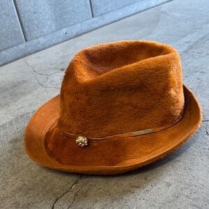Vintage 1970s Orange Fedora Hat